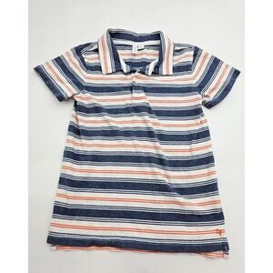 Janie and Jack Boy's 6 Blue, White, and Orange Striped Polo Short Sleeve Shirt